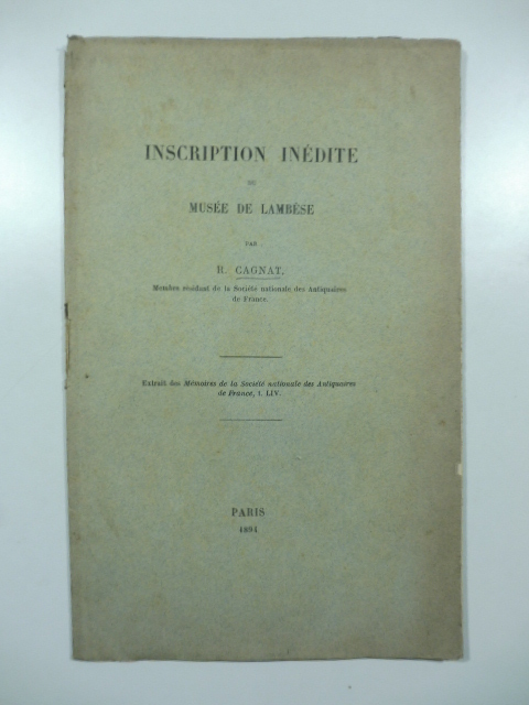 Inscription inedite du Musee de Lambese